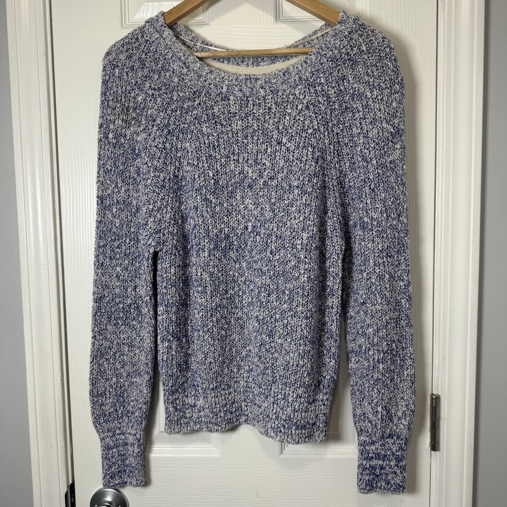 Free People Electric City Pullover Sweater in Marl Purple/White Size Medium M